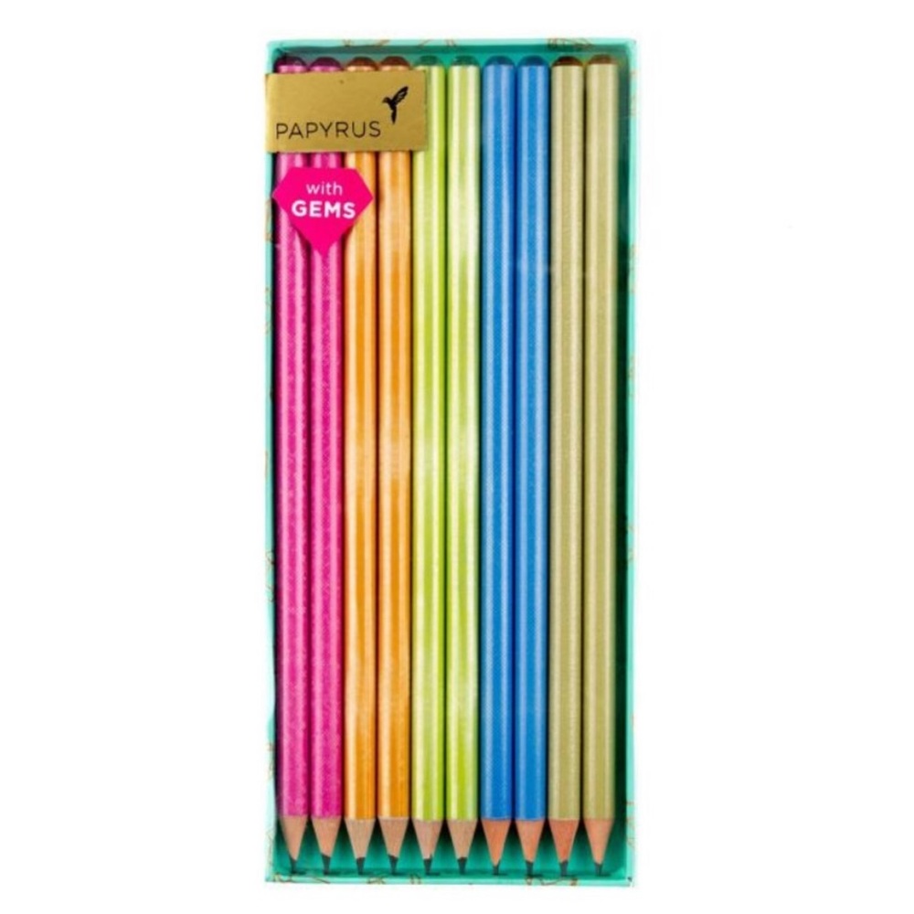 Papyrus Colorful Gem-Capped Pencils (Set of 10)